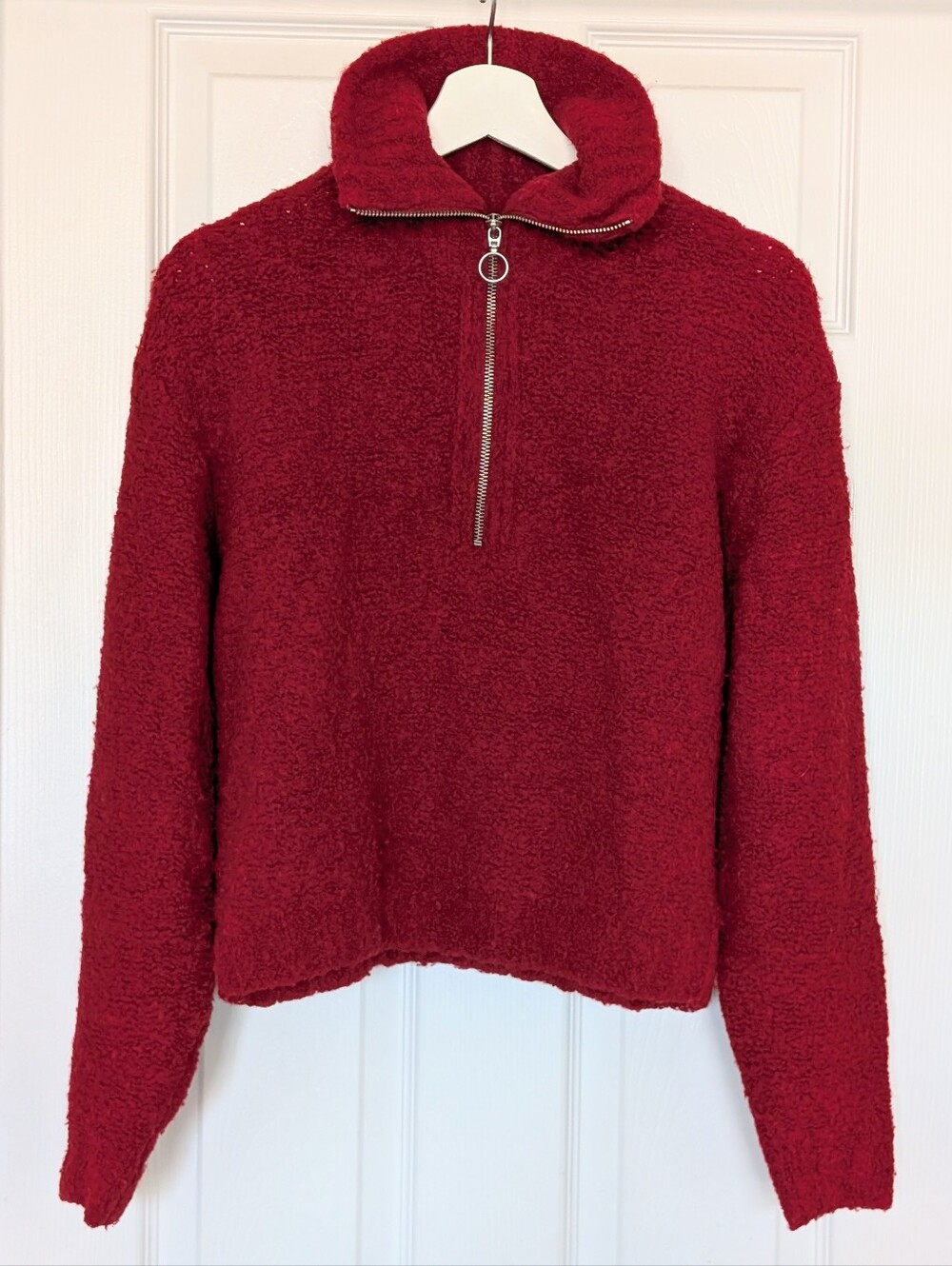 Aritzia Wilfred Free Gwyneth Alpaca Blend Red Quarter-Zip Sweater